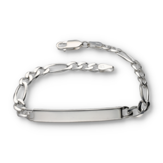 Gravur Figaro Armband aus Silber mit Karabinerverschluss