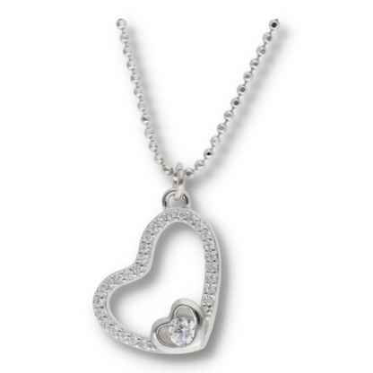 Halskette mit Herz und Zirkoniasteinen aus Silber