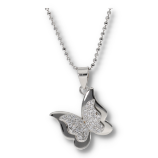 Halskette mit Schmetterlinganhänger und Zirkoniasteinen aus Silber