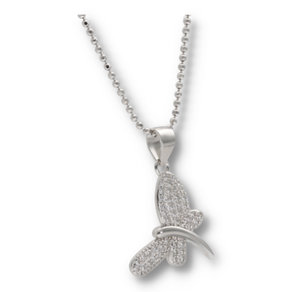 Halskette mit Schmetterlinganhänger und Zirkoniasteinen aus Silber