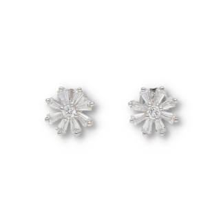 Ohrstecker aus 925 Silber, Blumen-Design aus Zirkoniasteinen