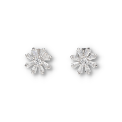Ohrstecker aus 925 Silber, Blumen-Design aus Zirkoniasteinen