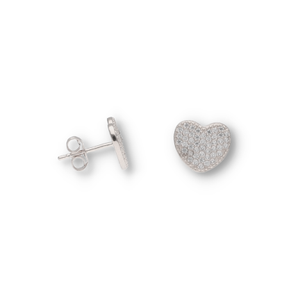 Ohrstecker Herz aus 925er Silber in Herz-Form mit Zirkoniasteinen