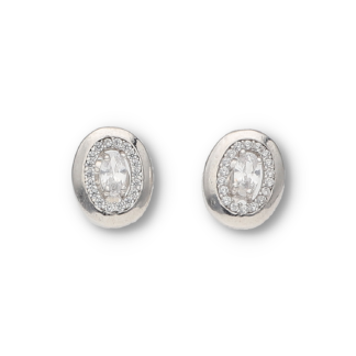 Ovale Ohrstecker Zirkonia aus 925er Silber mit Zierkoniasteinen verziert