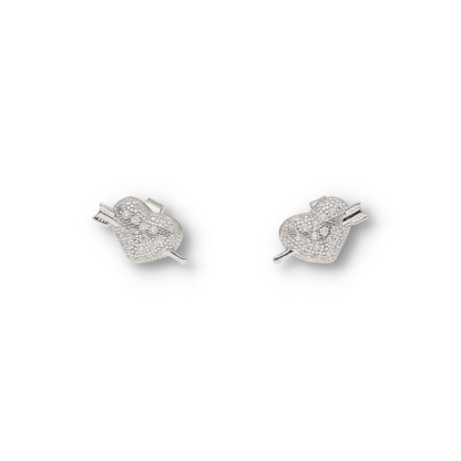 Ohrstecker aus 925er Silber 925 in Herz-Form Amorpfeil mit Zirkoniasteinen