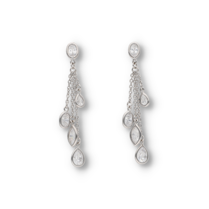 Ohrhänger aus 925er Silber 925, hängende Elemente in Tropfenform mit Zirkonia