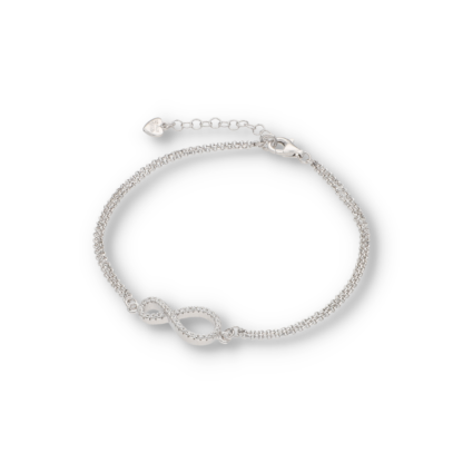 Armband aus Silber mit Unendlichkeitszeichen vollständig mit Zirkoniasteinen besetzt