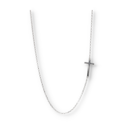 Halskette mit seitlich liegendem Kreuz aus 925er Silber