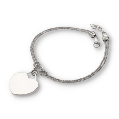 Armband - Doppelkugelarmband mit Herzanhänger aus Silber
