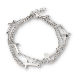 Mehrreihiges Armband / Ankerarmband aus 925er Sterlingsilber mit mehreren integrierten Kreuzen