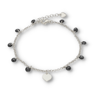 Kristall Armband mit schwarz funkelnden Kristallen und Herzanhänger