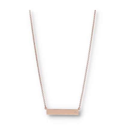 Vergoldete ID-Kette Zirkonia / rechteckige Gravurplatte mit einem Zirkoniastein