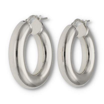 Creolen Ohrringe in runder Form aus Silber