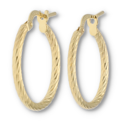 Creolen Ohrringe mit Muster aus Silber vergoldet