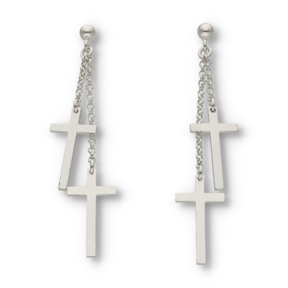 Ohrhänger mit zwei Kreuzanhänger aus 925er Silber