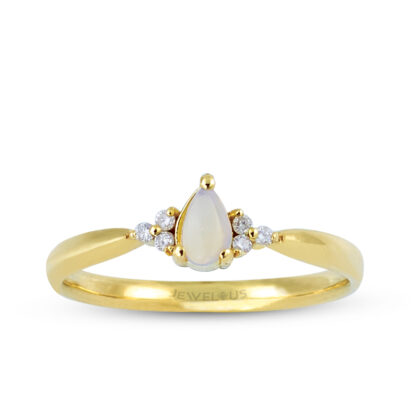 Ring aus 585er Gold mit Diamanten und Opal.