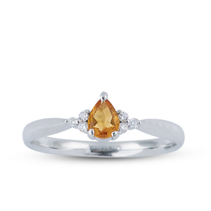 Citrin Ring aus 585er Gold mit Diamanten.