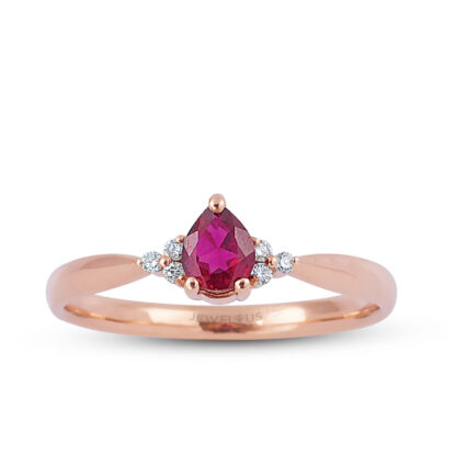 Rubin Ring aus 585er Gold mit Diamanten.
