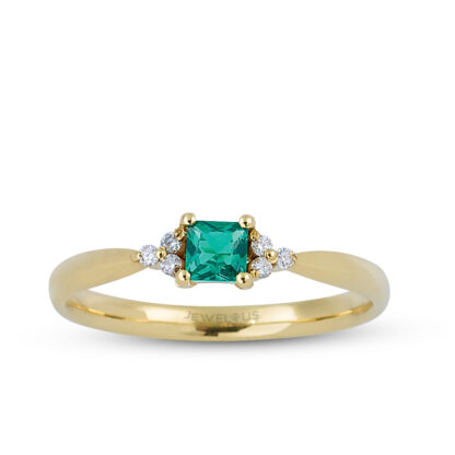 Ring aus Gold mit Diamanten und Smaragd.