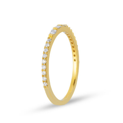 Memory Ring 585er Gold im Halbkranz Diamanten.