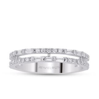 Diamantring aus 585er Gold in zweireihiger Ringschiene.