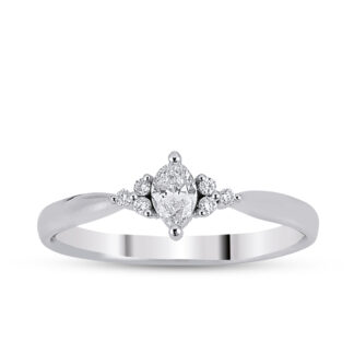 Diamantring aus Weißgold im Brillant- und Marquiseschliff.