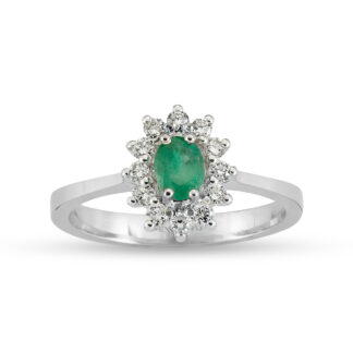 Smaragd Ring aus Weißgold mit Smaragd und Diamanten
