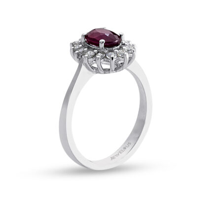 Diamant / Rubin Ring aus Weißgold und Diamanten