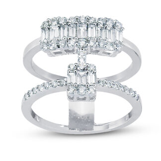 Diamantring aus Gold und zweireihiger Schiene mit Brillanten