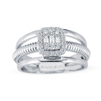 Diamantring aus Gold und dreireihiger Schiene mit Brillantbesatz