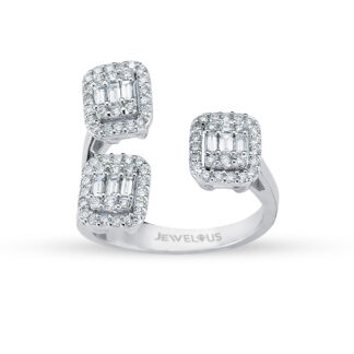 Diamantring aus 585er Weißgold mit offener Ringschiene.