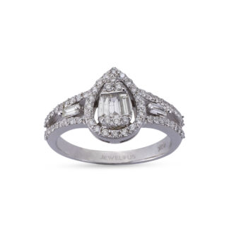 Diamantring / Verlobungsring aus 585er Gold in Tropfenform Fassung.