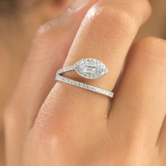 Goldring Zweig mit Diamanten