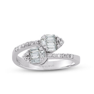 Diamantring mit offner Ringschiene und exklusivem Brillantbesatz aus Weißgold