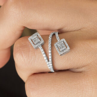 Goldring mit Zweigmotiv und Brillanten