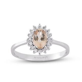 Quarz Ring aus 585er Weißgold mit weiteren Brillanten