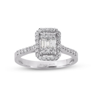 Diamantring / Verlobungsring aus Gold in quadratischer Fassung