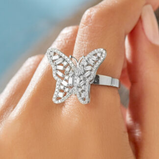 Goldring aus 585er Gold mit Schmetterlings-Ringkopf