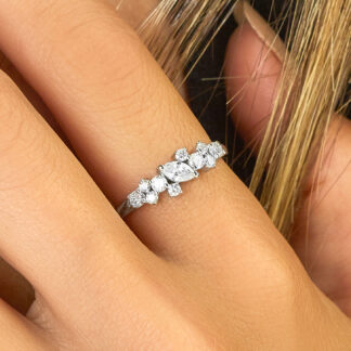 Diamant Ring aus 585er Gold mit Brillanten in Marquise- und Brillantschliff