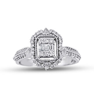 Diamantring im Vintage-Stil aus 585er Weißgold