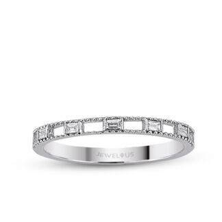 Diamantring im Milgrain-Stil aus Weißgold