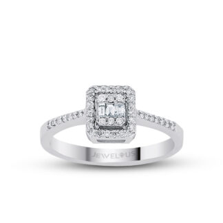 Diamantring / Verlobungsring aus Gold mit Brillanten in quadratischer Fassung