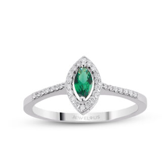 Smaragd Ring / Diamant Ring aus 585er Weißgold