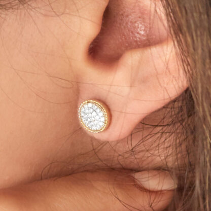 Ovale Ohrhänger aus 585er Weiß- und Gelbgold mit Diamanten