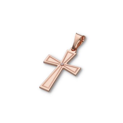 Kettenanhänger Kreuz mit einem Zirkonia aus Silber in Rotgold vergoldet