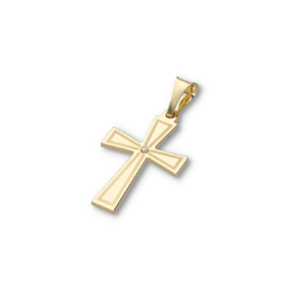 Kettenanhänger Kreuz mit einem Zirkonia aus Silber vergoldet