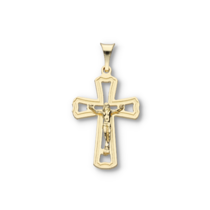 Orthodoxer Kreuzanhänger mit Jesus Figur aus Silber vergoldet