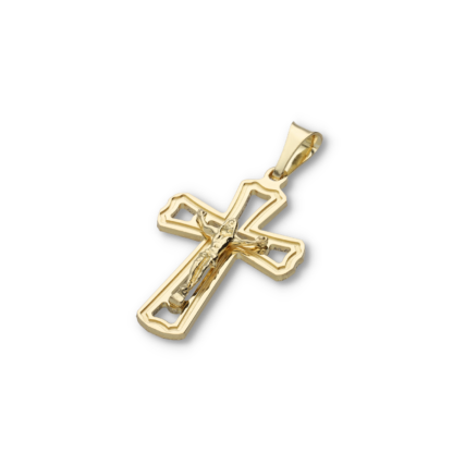 Orthodoxer Kreuzanhänger mit Jesus Figur aus Silber vergoldet