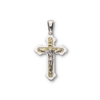 Silberketten Kreuzanhänger Bicolor Jesus