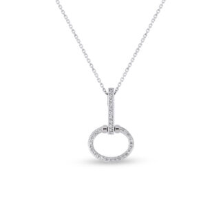 Kette aus 585er Gold mit ovalem Anhänger besetzt mit Diamanten